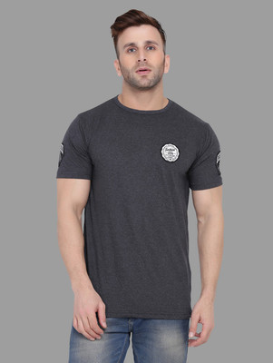 BEYOU FASHION Solid Men Round Neck Grey T-Shirt