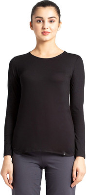 JOCKEY Solid Women Round Neck Black T-Shirt
