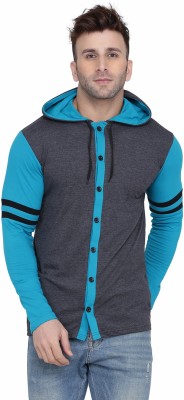 Lawful Casual Solid Men Hooded Neck Grey, Light Green T-Shirt