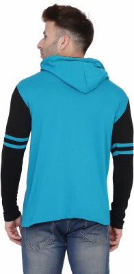 Lawful Casual Solid Men Hooded Neck Black, Light Green T-Shirt