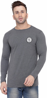 Lawful Casual Solid Men Round Neck Grey T-Shirt