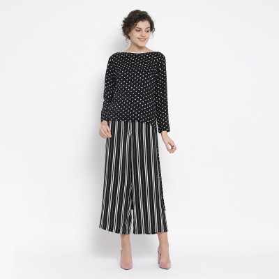 Office & you Formal Full Sleeve Polka Print Women Black Top