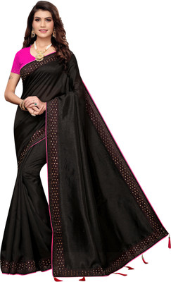 Shavya Digital Print Bollywood Silk Blend Saree(Black)