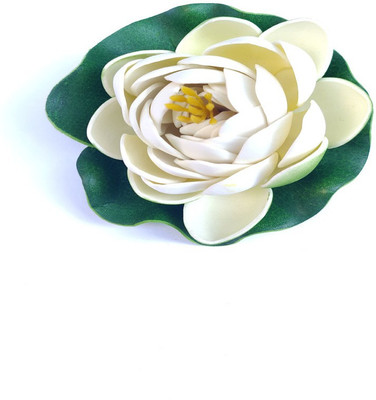 artificial hub Floating lotus medium White Lotus Artificial Flower(4 inch, Pack of 1, Single Flower)