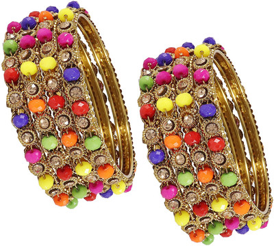 Zulka Get Your Traditions Metal Zircon Bangle(Pack of 8)