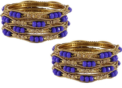 Zulka Get Your Traditions Metal Zircon Bangle Set(Pack of 8)