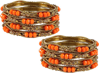 Zulka Get Your Traditions Metal Zircon Bangle Set(Pack of 8)