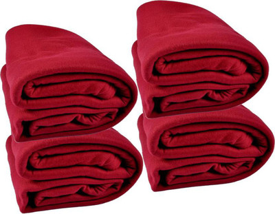Hot Dealzz Solid Single Fleece Blanket for  AC Room(Polyester, Maroon)