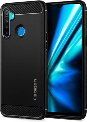 Spigen Back Cover for Realme Narzo 10, Realme 5, Realme 5s, Realme 5i  (Black, Rugged Armor)