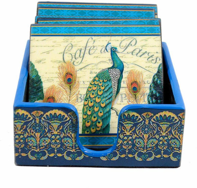 Skywalk Square Wood Coaster Set(Pack of 6)