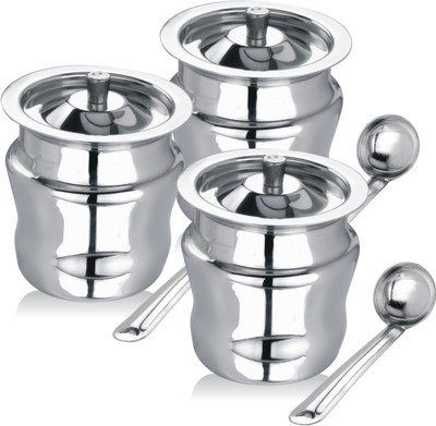 Apeiron Steel Oil Container  - 300 ml(Pack of 3, Silver)