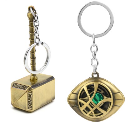 Gold Era Dr Strange Keychain & Thor Golden Hammer Keyring Key Chain