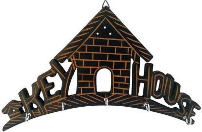 SUNWOOD ENTERPRISES Wood Key Holder(5 Hooks, Black, Brown)