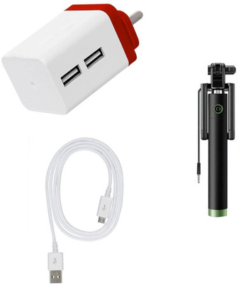 DAKRON Wall Charger Accessory Combo for Tecno Camon 12 Air(White)
