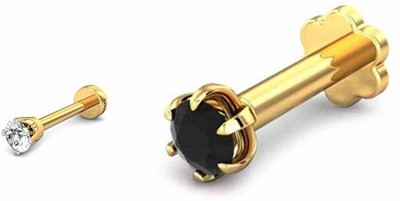 RFJ Cubic Zirconia Gold-plated Plated Brass Nose Stud(Pack of 4)