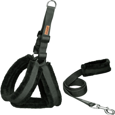 Petshop7 Petshop7 Nylon Dog Harness & Leash Set with Fur Large (Chest Size - 28 - 35inch) Dog Harness & Leash(Extra Large, Black)