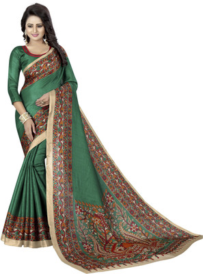 MISILY Printed Daily Wear Art Silk Saree(Green)
