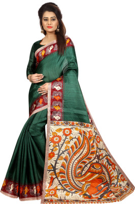 MISILY Self Design Dharmavaram Art Silk Saree(Green)