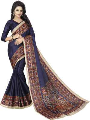 MISILY Printed Daily Wear Art Silk Saree(Dark Blue)