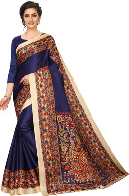 MISILY Printed Fashion Art Silk Saree(Dark Blue)