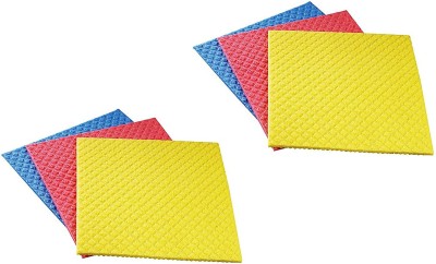 KitchenFest High Absorptive Cellulose Microfiber Cleaning Sponge Wipe(Regular, Pack of 6)