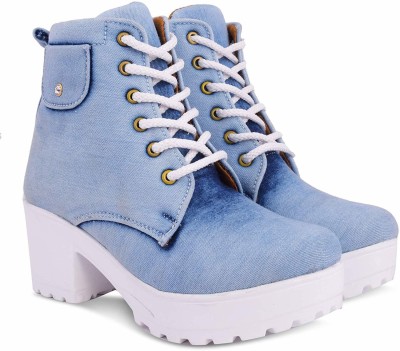 FATH SON Perfect Stylish Girls High Ankel Boots,Party Wear,Casual Boot Boots For Women(Blue)