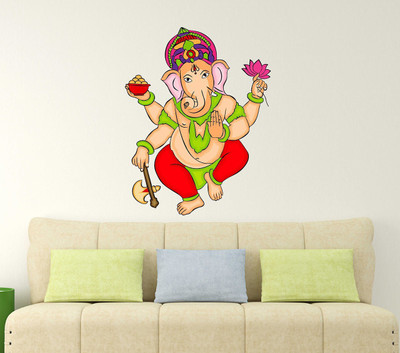HAPPYSTICKY 70 cm Lord Vinayagar Removable Sticker(Pack of 1)