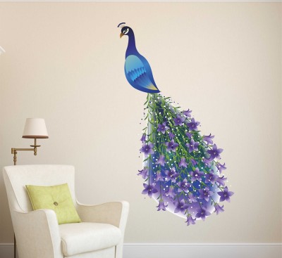 HAPPYSTICKY 95 cm Beautifull Peacock Removable Sticker(Pack of 1)