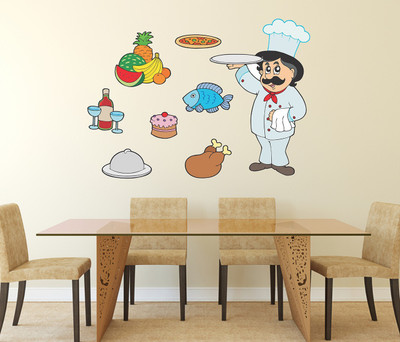 HAPPYSTICKY 70 cm Chef Removable Sticker(Pack of 1)