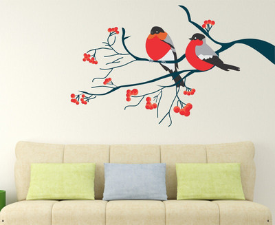 Littlebuds 125 cm Colorful Birds Removable Sticker(Pack of 1)