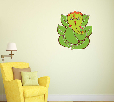 HAPPYSTICKY 50 cm Lord Ganesha Removable Sticker(Pack of 1)