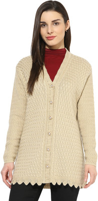 One Femme Women Button Self Design Cardigan