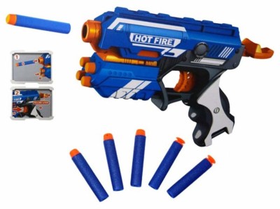 USV Manual Blaze Storm Gun Blaster with 10 Foam Bullets for Kids, Guns & Darts(Blue)