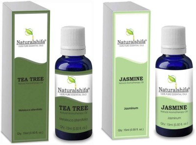 NaturalShifa Tea tree,Jasmine Pure Essential Oil 15Ml Pack of 2- Premium Quality - Natural and Therapeutic Grade(15 ml)