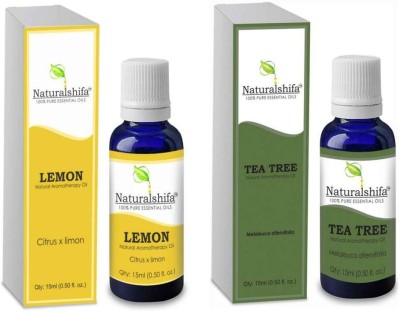 NaturalShifa Lemon,Tea Tree Pure Essential Oil 15Ml Pack of 2- Premium Quality - Natural and Therapeutic Grade(15 ml)