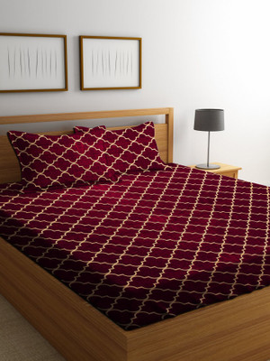 ZCI 104 TC Cotton Double 3D Printed Flat Bedsheet(Pack of 1, Multicolor)