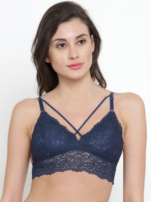 PrettyCat PrettyCat Caged Lace Bralette Women Bralette Lightly Padded Bra(Blue)