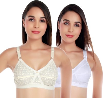 samvar by Fashion Comfortz Women Minimizer Non Padded Bra(White, Beige)