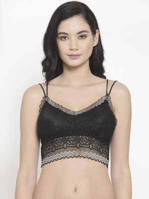 PrettyCat PrettyCat Elegant Lace Brallete Women Bralette Lightly Padded Bra(Black)