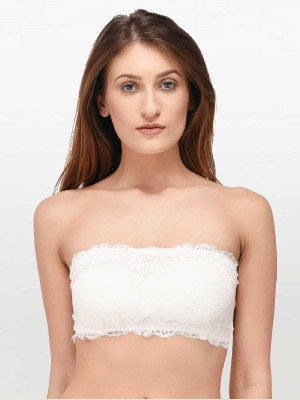 PrettyCat PretttCat Strapless Lace Fashion Bra Women Bandeau/Tube Lightly Padded Bra(Black)