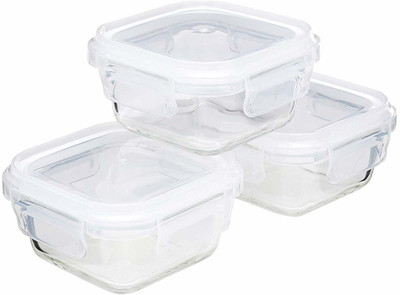 Cutting EDGE Glass Fridge Container  - 320 ml, 320 ml, 320 ml(Pack of 3, Clear)