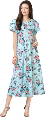 Oomph! Women A-line Multicolor Midi/Calf Length Dress