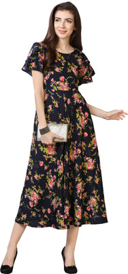Oomph! Women A-line Multicolor Midi/Calf Length Dress