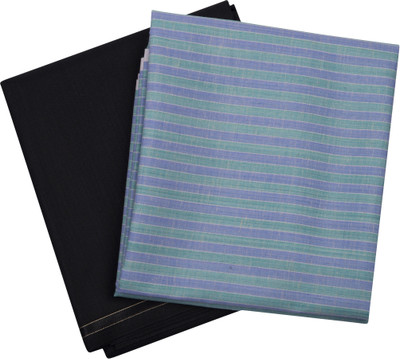 MAHARAJA Polyester Solid, Striped Shirt & Trouser Fabric