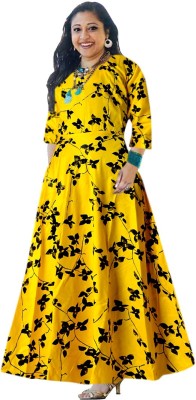 Trendy Fab Anarkali Gown(Yellow)