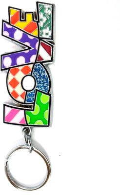 Isk MULTICOLOR LARGE SHAPE METALLIC LOVE Key Chain