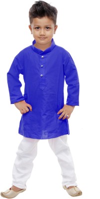 COSMOS ART ENTERPRISE Boys Casual Kurta and Pyjama Set(Blue Pack of 1)