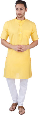 Rajubhai Hargovindas Men Solid Straight Kurta(Yellow)