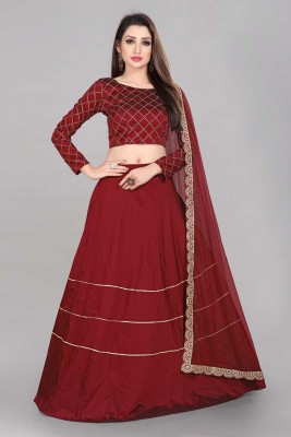 Divastri Embroidered Semi Stitched Lehenga Choli(Maroon)