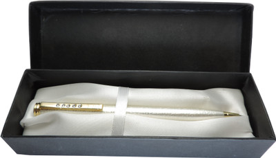 Maskey Brass Made with Gold Parts Glossy Textured Abstract Designer Ball Pen(Ink Color - Blue)